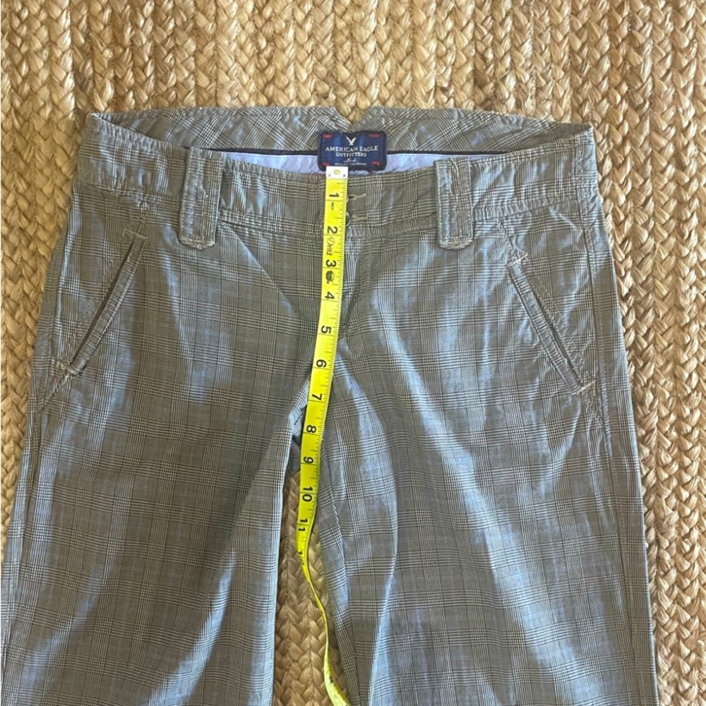 American Eagle Low Rise Pants Womens Gray Plaid Zip Sz 4 NEW - Picture 6 of 6